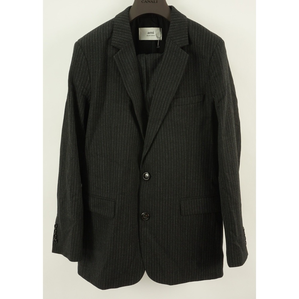 New AMI Alexandre Mattiussi Chalk Stripe Flannel Suit Men 38 Jacket 30 x 27 Pant